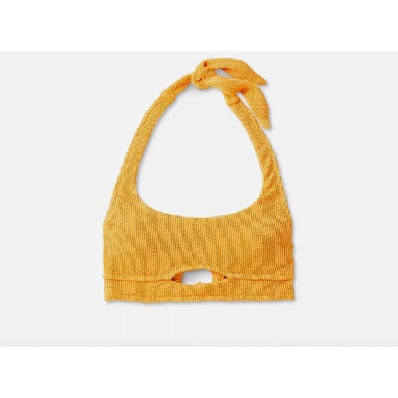 SHADE & SHORE BIKINI TOP PUCKER CUT OUT HALTER BRALETTE WOMEN'S LARGE ORANGE NWT - Picture 4 of 5